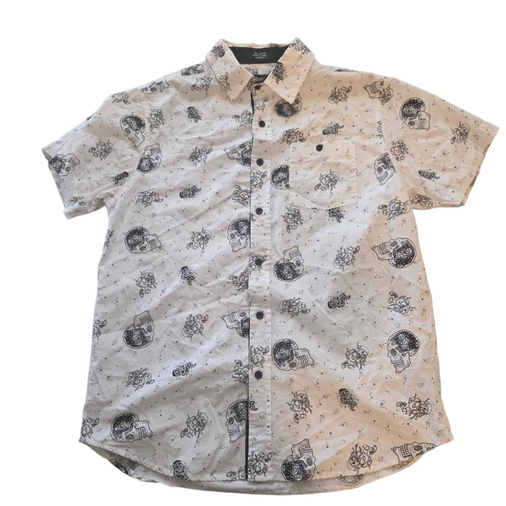 Eighty Eight Platinum Skull Astronaut Shirt Button Up Pocket Cotton Mens Medium